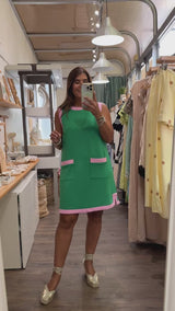 Green & Pink Shift Dress