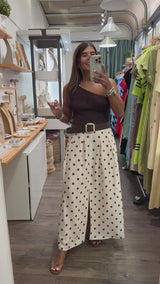Brown Polka Dots Skirt w/Belt