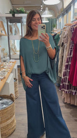Hunter Green Dolman Sleeves Top