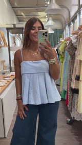 Blue Stripes Back Detail Top