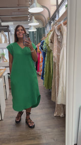 Green Textured Midi Dress