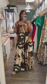 Sage Brown Mix Flowy Dress