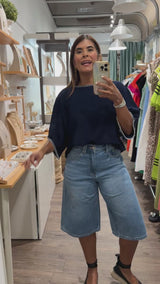 Navy Stitch Detail Top