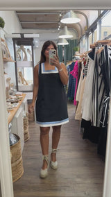 Navy Square Neck Shift Dress
