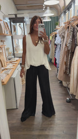 Contrast Top & Side Stripes Pant Set