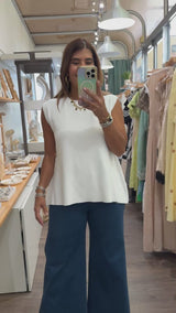 White Brooch Side Detail Top