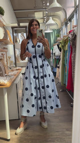 Blue Polka Dots Halter Dress