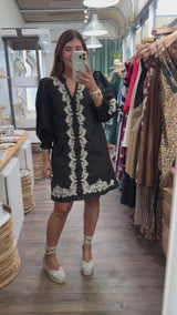 Black Embroidered Detail Dress