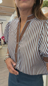 Blue & Brown Stripes Top