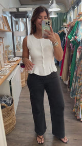 White Peplum Top