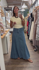Light Denim Flowy Maxi Skirt