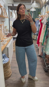 Black Front Knot Top