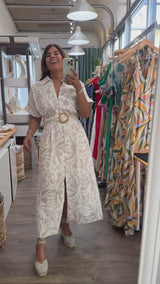 Sand Belted Kimono Sleeves Dress