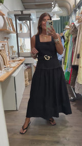 Black Drop Waist Dress w/Belt