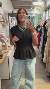 Black Cinched Waist Top