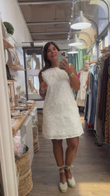 White Embroidered Shift Dress