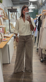 Oatmeal 3/4 Sleeves Top