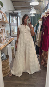 Ivory Wide Leg Textured Jumpsuit