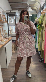 Animal Print Drawstring Waist Dress