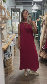 Cranberry Side Buttons Dress