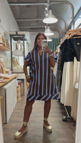 Blue & Brown Stripes Dress
