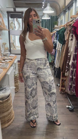 Printed Scalloped Hem Jean