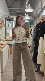 Embroidered Side Ties Top