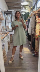 Sage Stripes Detail Dress