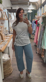 Stripes Front Knot Top