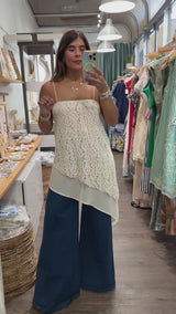 Ivory Lace Asymmetrical Top