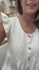 Ivory Tiered Denim Dress