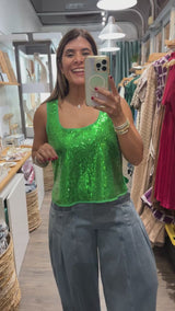Green Sequin Top