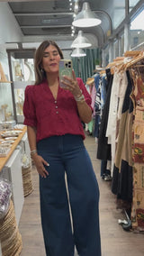 Burgundy Embroidered Top