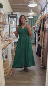 Hunter Green Front Zipper Dress