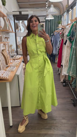 Lime Tie Waist Dress