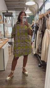 Olive Print Collared Dress