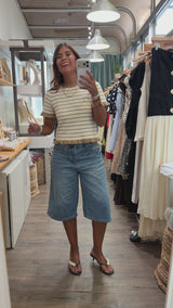Taupe & Ivory Stripes Top
