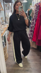 Black Side Stripe Top & Pant Set