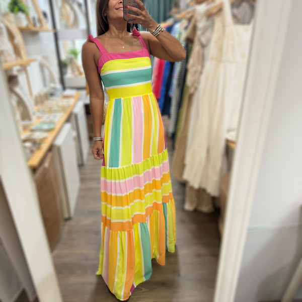 Rainbow Maxi Dress - Peplum Clothing