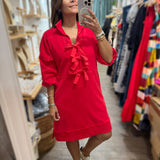 Red Front Bows Dress - Peplum Clothing