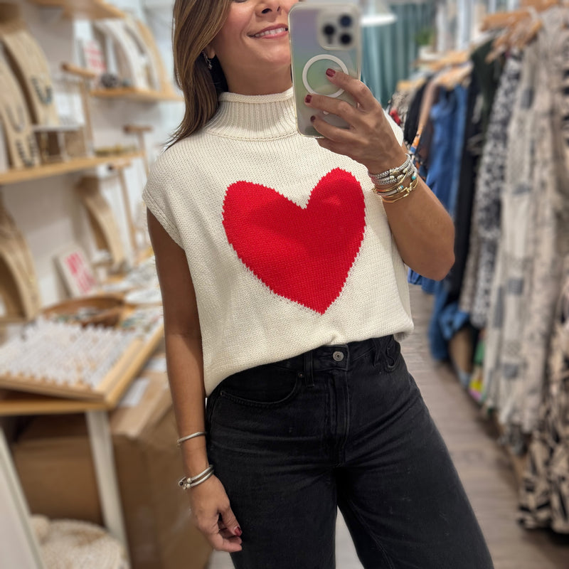 Red Heart Knitted Top - Peplum Clothing