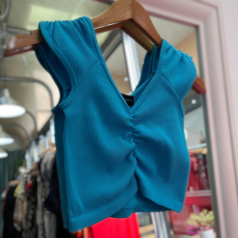 Ruched Ribbed Top - Peplum Clothing