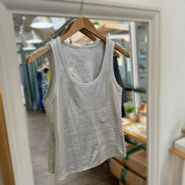 Silver Metallic Tank Top - Peplum Clothing