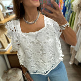 White Lace Top - Peplum Clothing