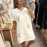 White Stars Dress - Peplum Clothing