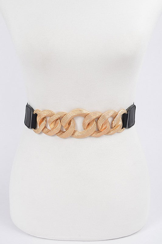 Oversized Chain Buckle Elastic Belt