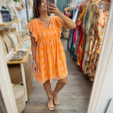 Apricot Eyelet Detail Dress - Peplum Clothing