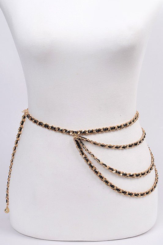Black and Gold Chain Belt - Peplum Clothing