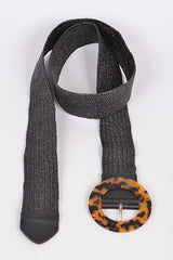 Black Marbleized Circle Buckle Belt - Peplum Clothing