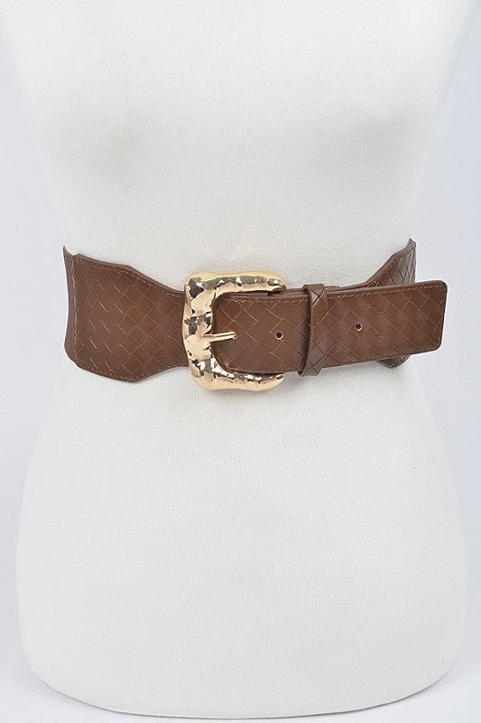 Braided Embossed Stretch Belt - Peplum Clothing